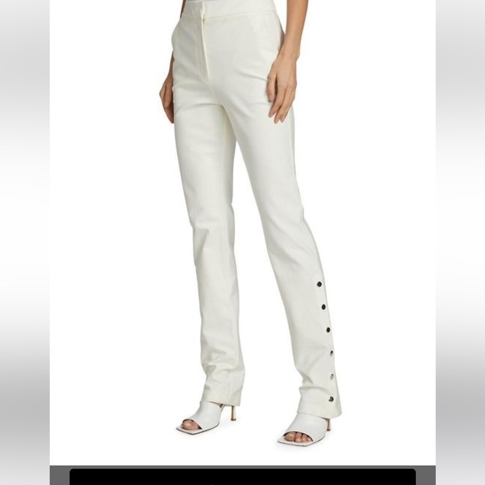 10 Crosby Derek Lam Women’s High rise White Snap-leg Flared Pants BootCut Dressy